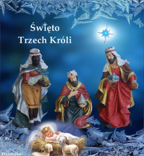 Niebieska kartka trzej królowie z darami